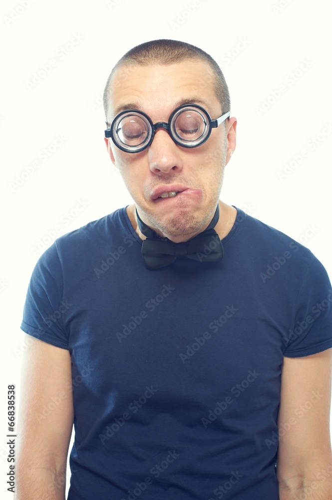 Portrait of nerd with glasses Portrait of nerd with glasses