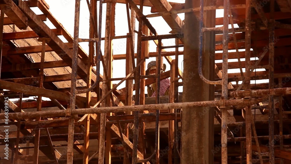 construction worker. Video shift motion construction worker. Video shift motion