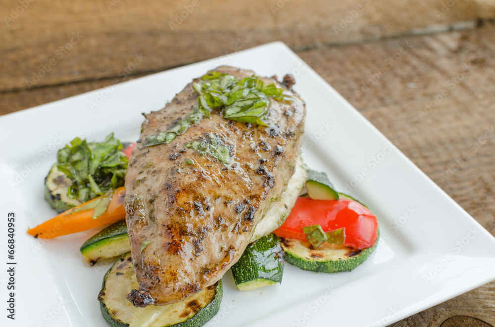 Grilled turkey with roasted vegetable Grilled turkey with roasted vegetable