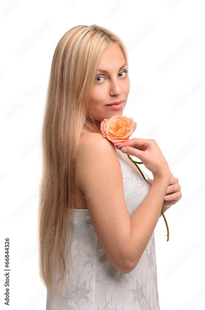 portrait of cute girl with flower
