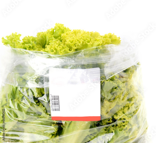 iceberg lettuce in plastic bag package