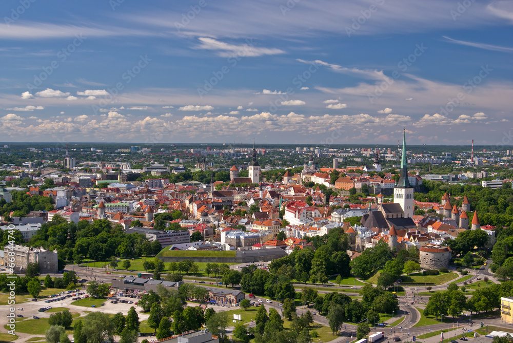 Old city of Tallinn from plane