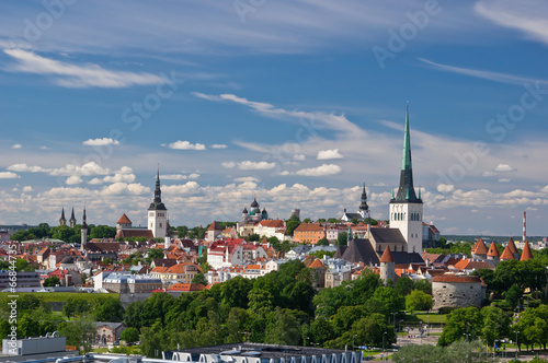Aerial view of old city of Tallinn