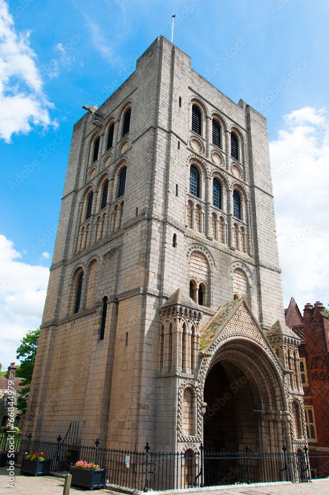 Medieval Norman tower Cathedral in Bury St Edmunds, Suffolk.