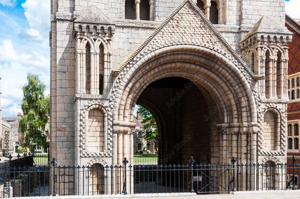 Medieval Norman tower St Edmundsbury Cathedral, Suffolk, UK