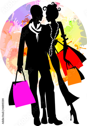 Couple Shopping in colours