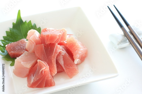 Japanse food, freshness tuna fish with Shiso herb