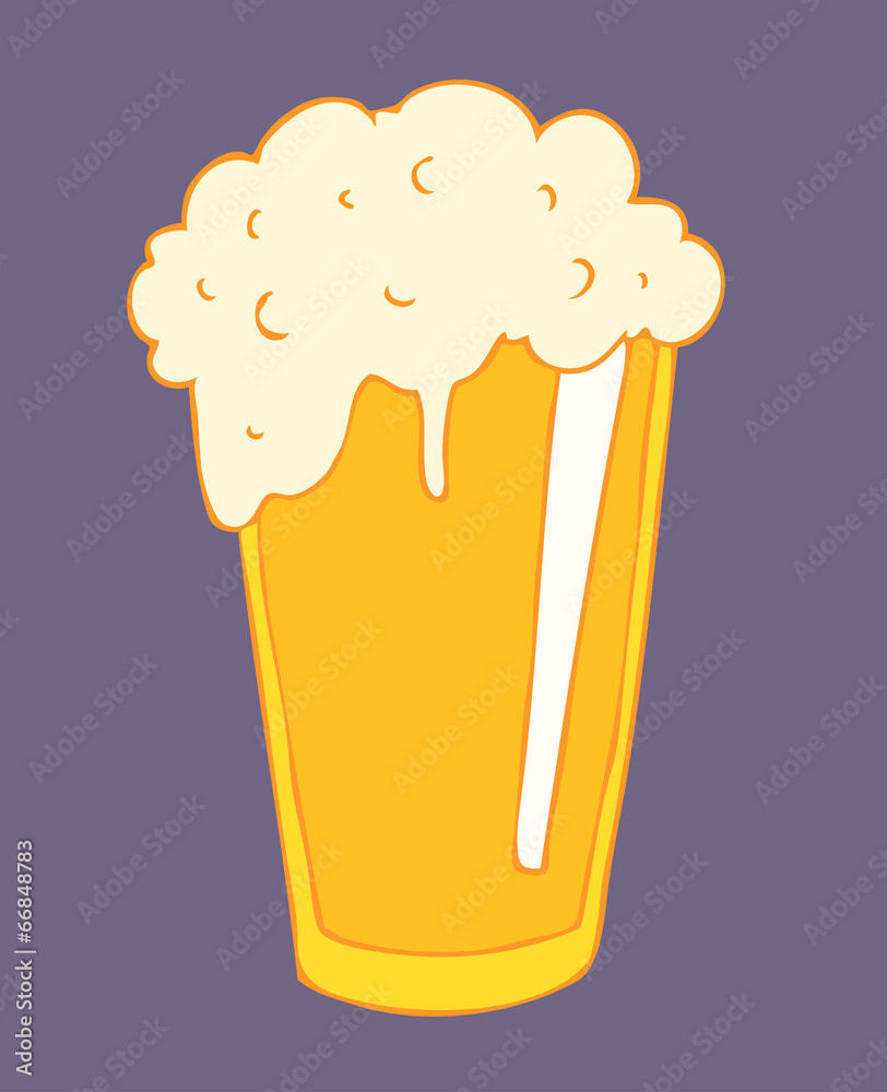 Beer in glass vector illustration, hand drawn Beer in glass vector illustration, hand drawn