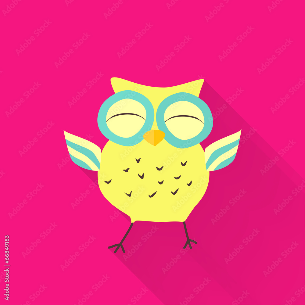 Yellow flat owl over pink