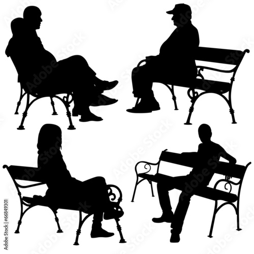 people on benches