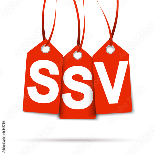 Drei Anhänger mit SSV rot