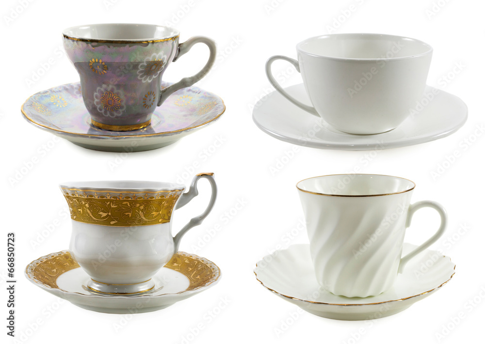 Set of various cups isolated on white Set of various cups isolated on white
