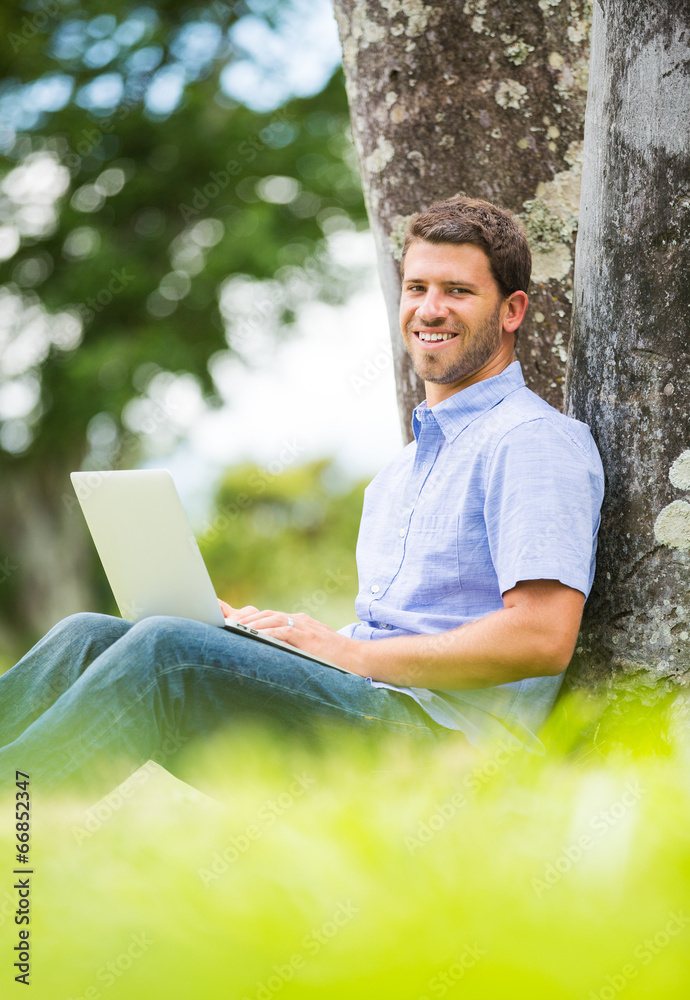 Man working on Laptop Outside Man working on Laptop Outside