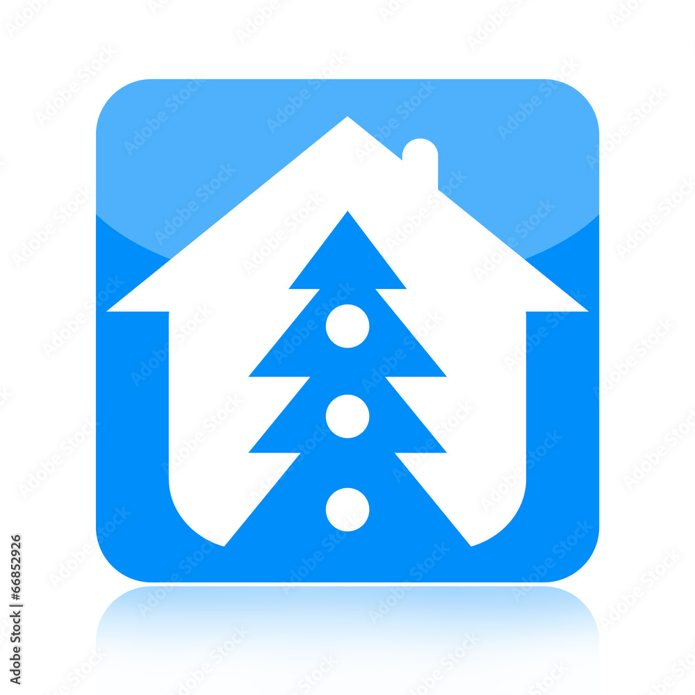 Obraz premium Christmas tree and family home icon