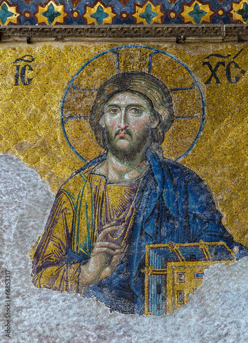 Canvas Print Christian mosaic icon of Jesus Christ