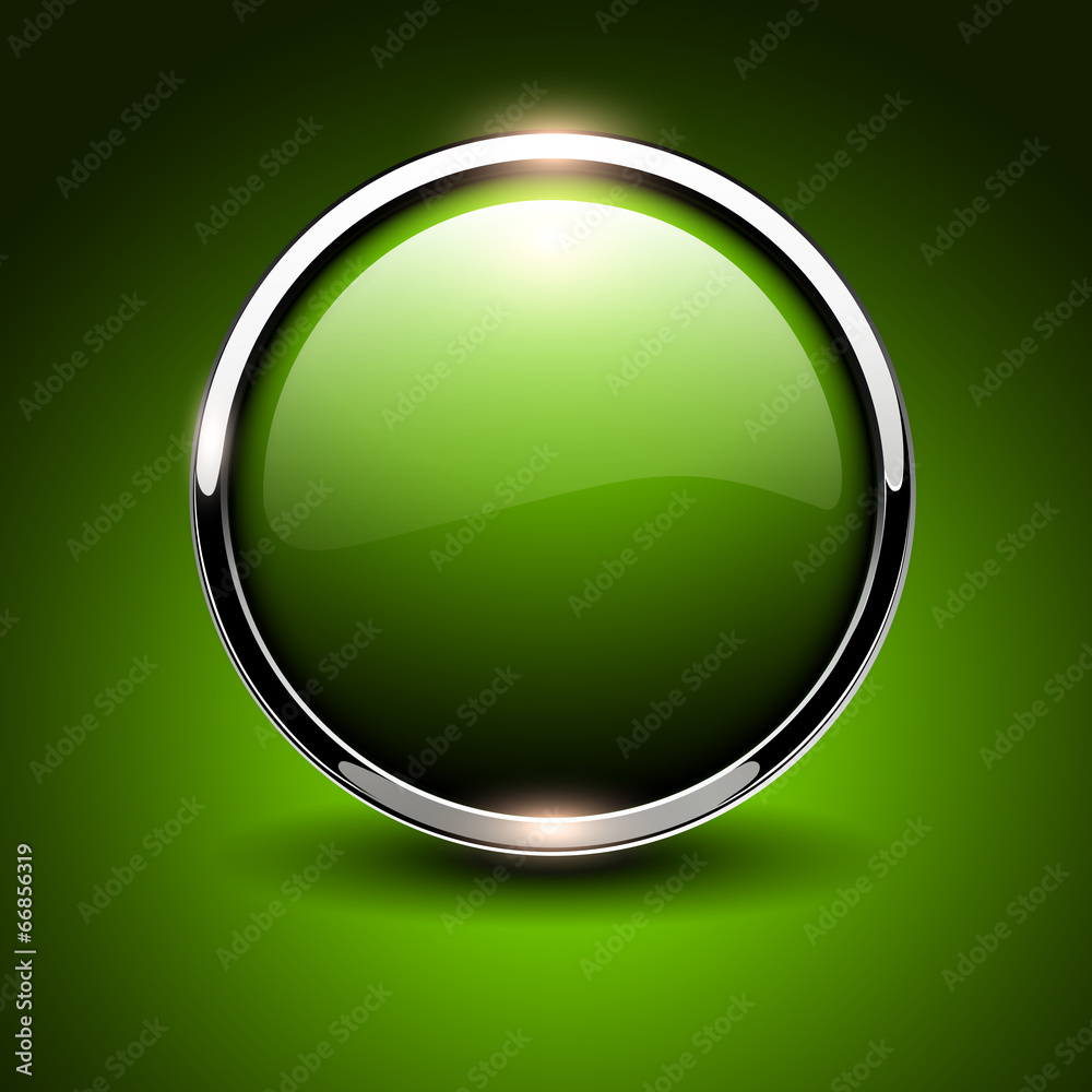 Shiny button green, glossy metallic