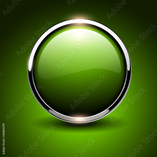 Shiny button green, glossy metallic