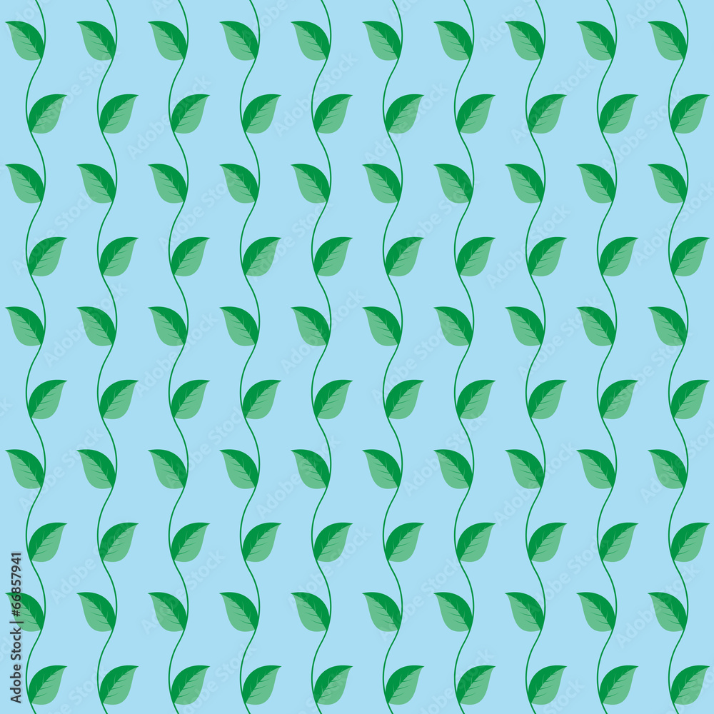 Seamless pattern green leaves blue background. Vector Seamless pattern green leaves blue background. Vector