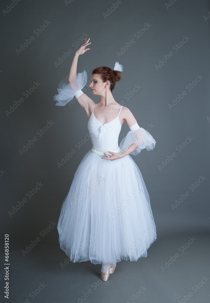Fototapeta premium ballerina on a grey background