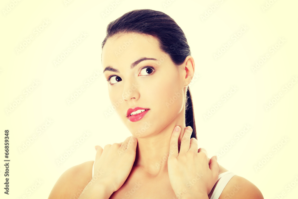 Fototapeta premium Beautiful young caucasian woman portrait