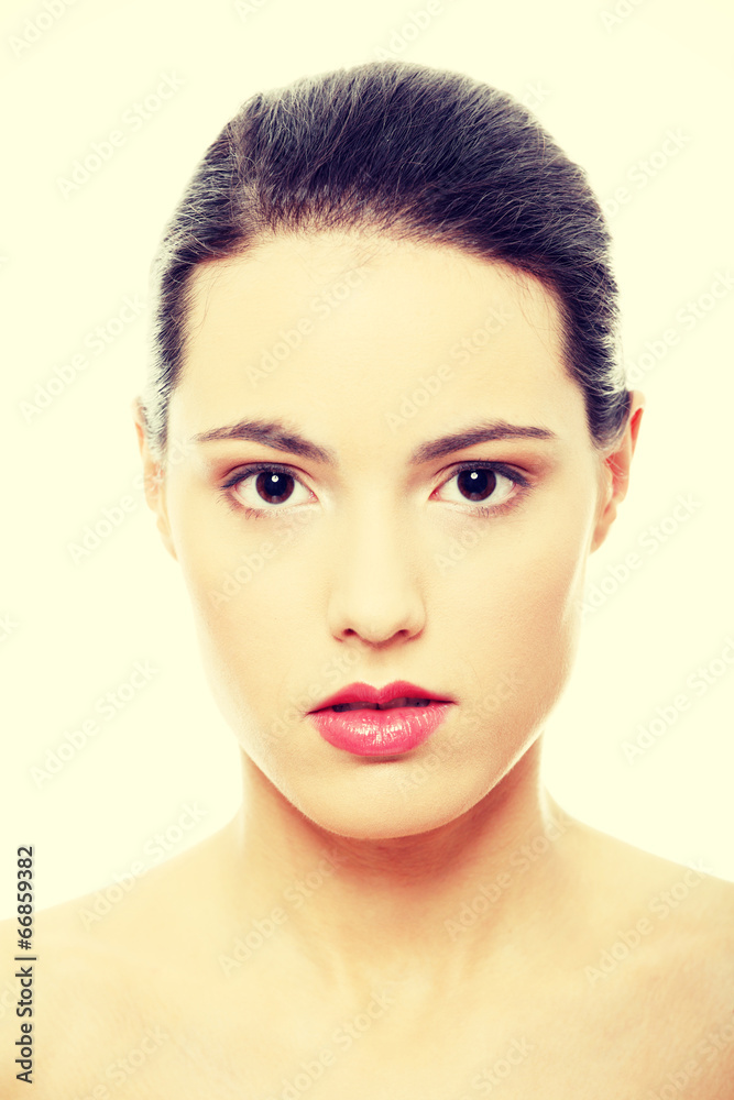 Close-up portrait of young beautiful woman face Close-up portrait of young beautiful woman face