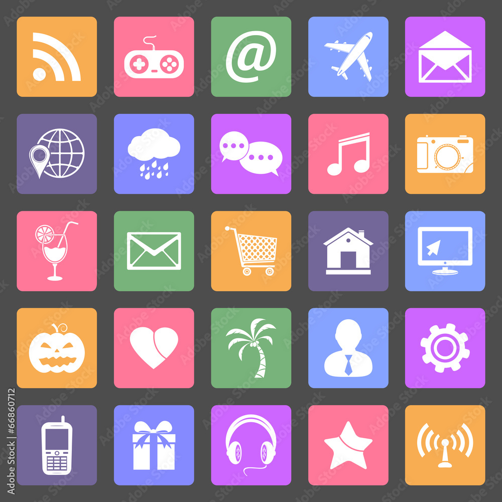 Set of social media icons, flat design vector Set of social media icons, flat design vector