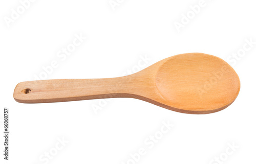 Wooden spoon over white background