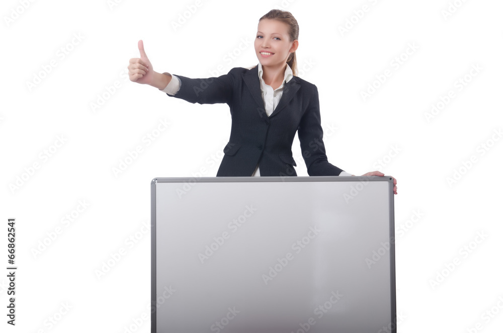 Woman with billboard Woman with billboard