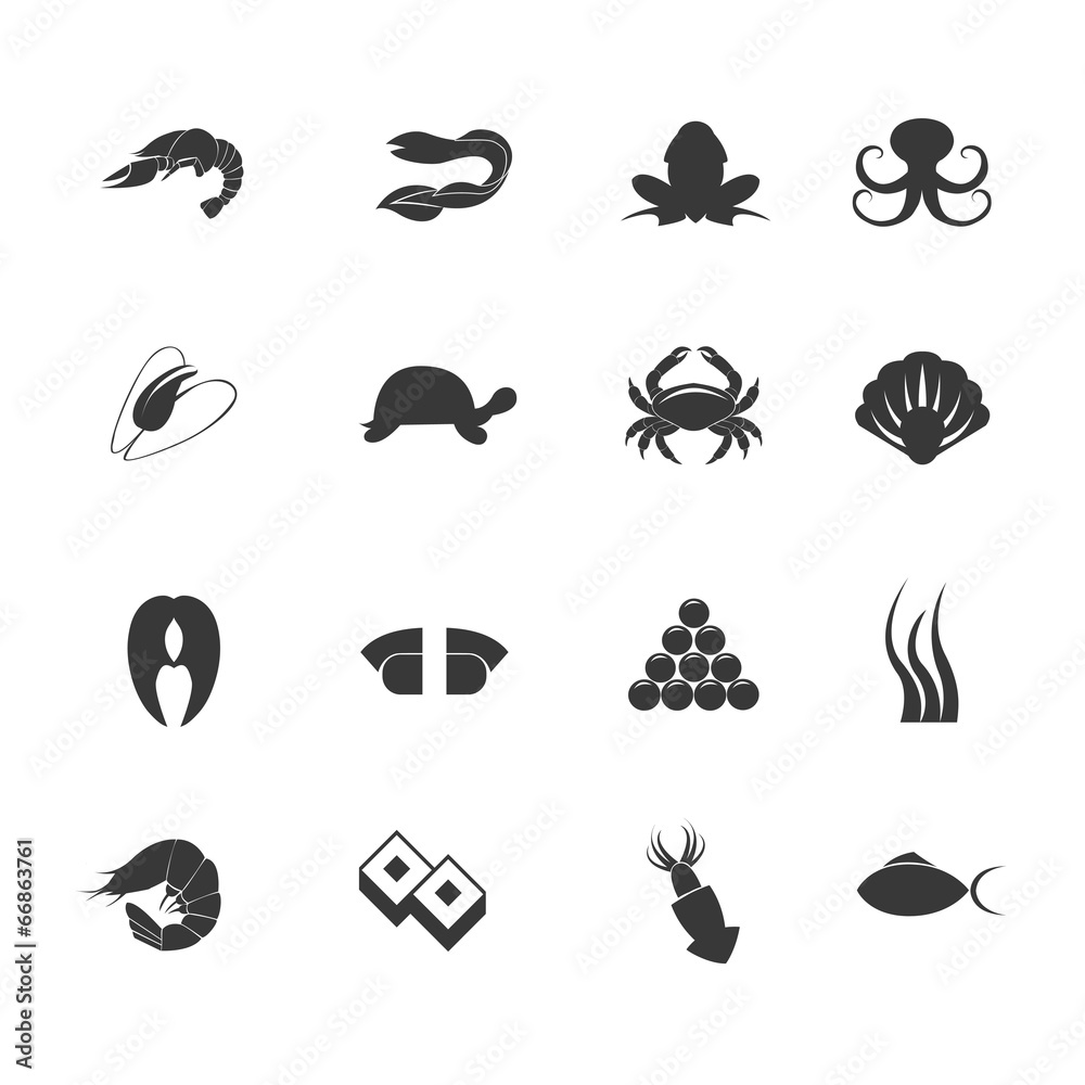 Seafood icons set