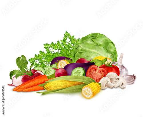 Fototapeta Świeże warzywa na białym
