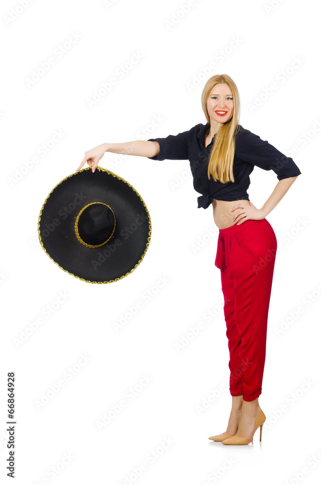 Fototapeta premium Funny mexican with sombrero hat