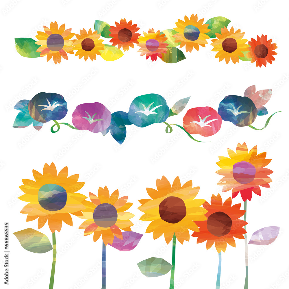 Fototapeta premium ひまわり,あさがお