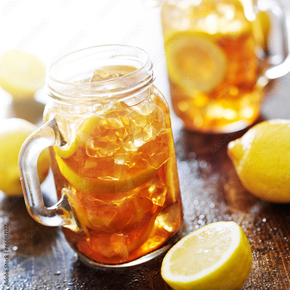 southern sweet tea in a rustic jar southern sweet tea in a rustic jar