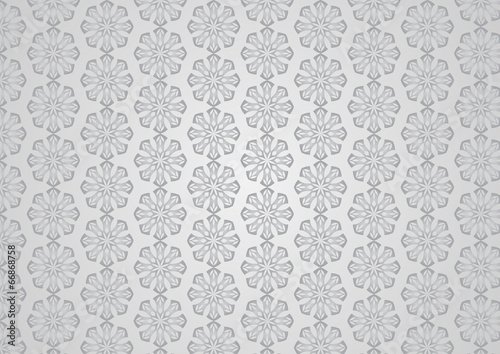 Silver Retro Flower and Leaves Pattern on Pastel Background