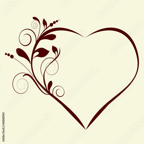 Abstract floral background. Vector heart with flower.