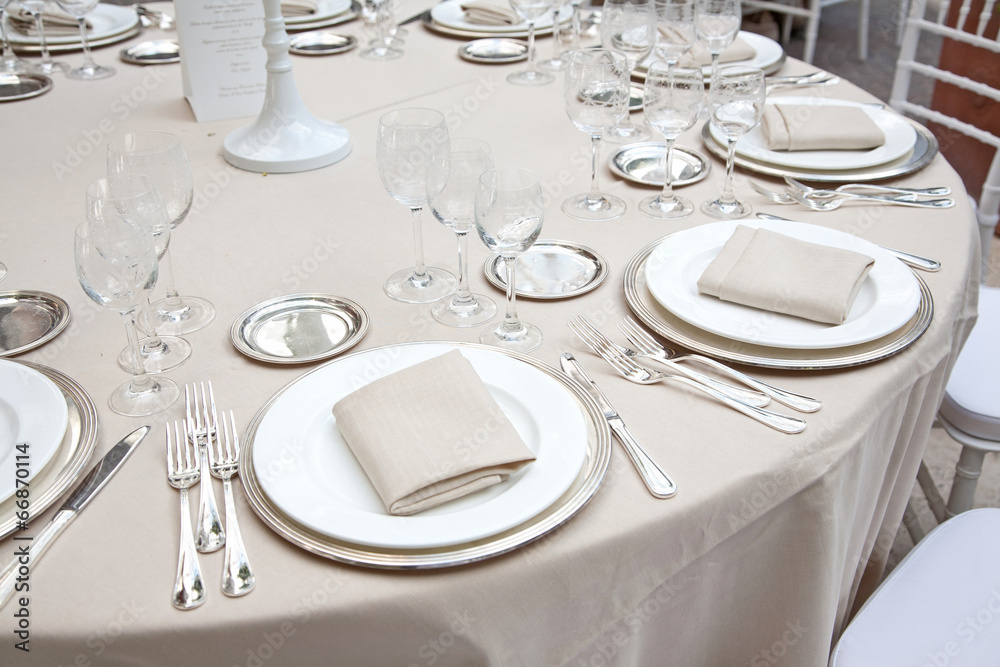 Fototapeta premium A table set for a reception