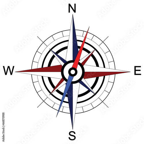 Colorful compass arrow. Raster