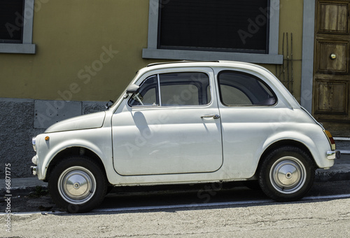 White small vintage Fiat Abarth