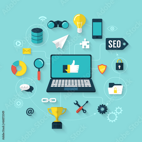 Flat icons for computer communication and technology