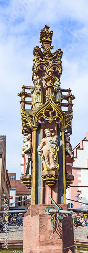 Gothic fountain fragment, Freiburg, Germany photo