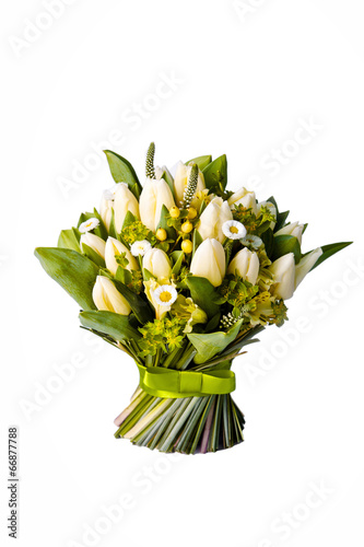 Fototapeta Naklejka Na Ścianę i Meble -  Beautiful spring tulips over white