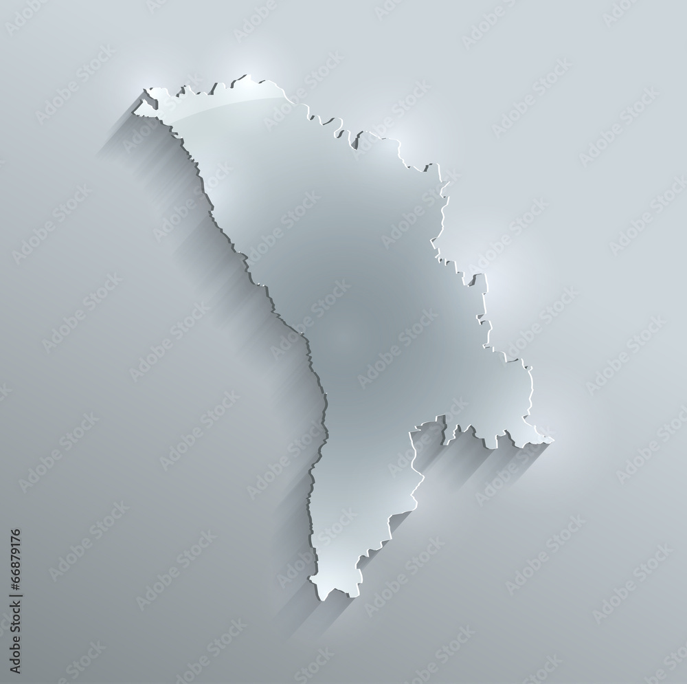 Moldova map glass card paper 3D Moldova map glass card paper 3D