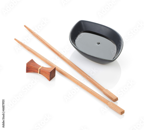 Sushi chopsticks and soy sauce