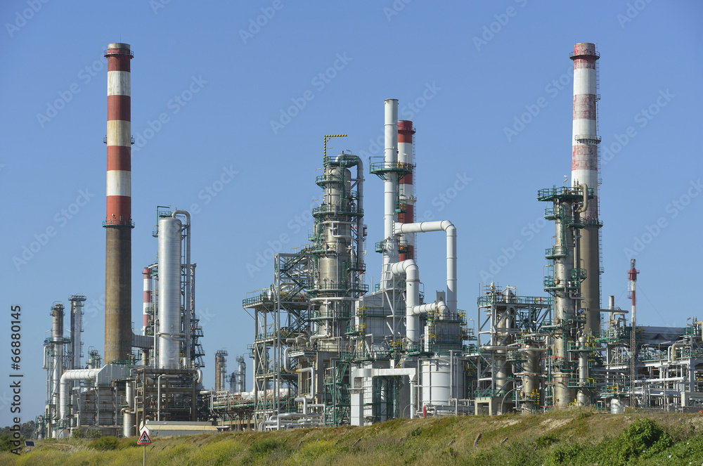 Oil refinery, Europe. Polluting energy. Heavy industry