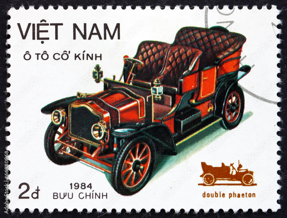 Postage stamp Vietnam 1984 Double Phaeton, Vintage Automobile