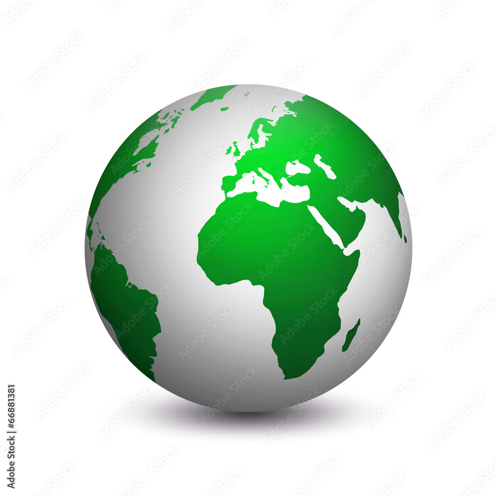 Grüne Erde Welt isoliert auf weißem Hintergrund