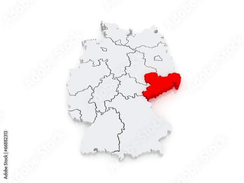 Map of Saxony. Germany.