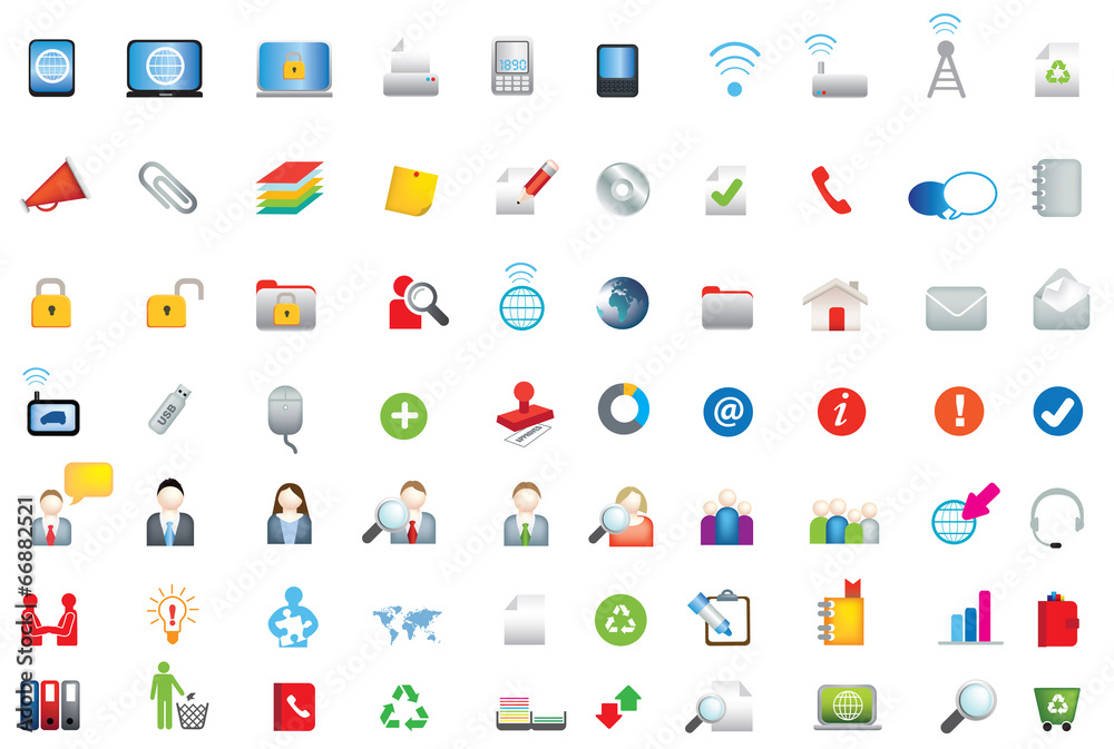 set of coloured flat business, data and environment icons set of coloured flat business, data and environment icons