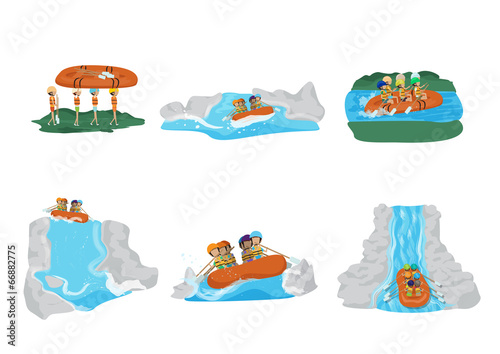 Water Rafting Set - Isolated On White Background