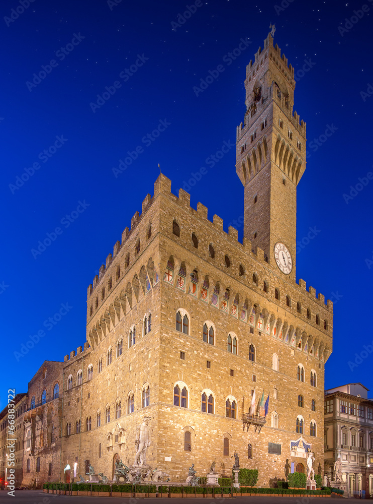 The Old Palace at night in Florence